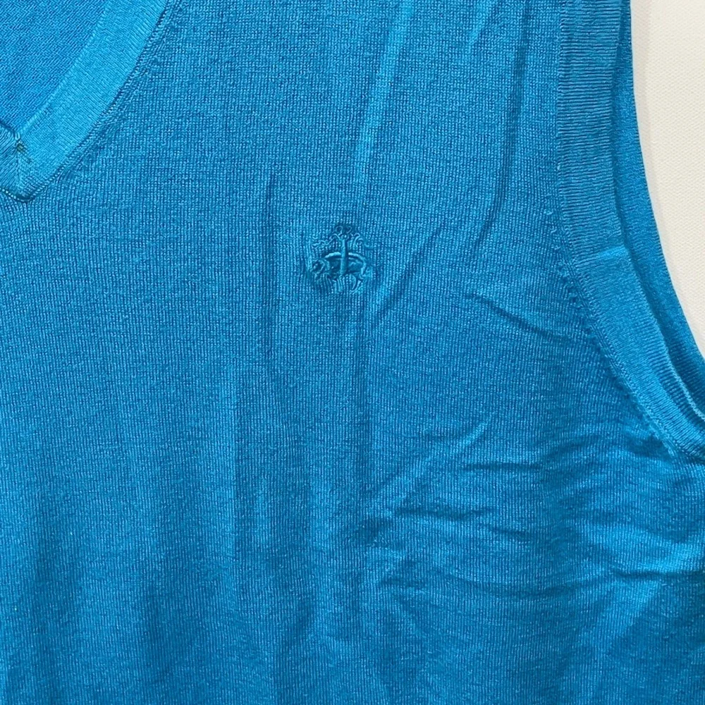 Brooks‎ Brothers 346 V Neck Sweater Vest Blue Cotton Silk Cashmere Mens L
